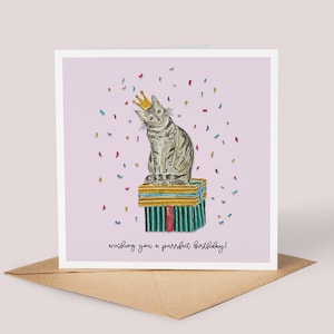 Carte d'anniversaire personnalisée avec chat / / carte chat, carte d'amoureux des chats, carte pour elle, carte aquarelle chat