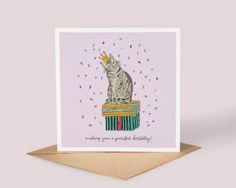 Serie Di Biglietti Di Auguri Con Gatti Divertenti E Torte Di Compleanno. Illustrazione