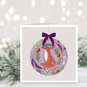 Handgemaakte aquarel kerstkaart // Kerstkaart, kerstkaart, bosdieren, originele kunstkaart