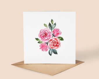 Handmade Floral Card // Watercolour Flowers, Nature, Hand Painted, Birthday, Anniversary, Just Because Card