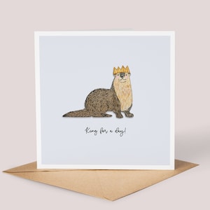 Carte fait main de loutre aquarelle//peinture de loutre, anniversaire de loutre, pour elle, pour lui