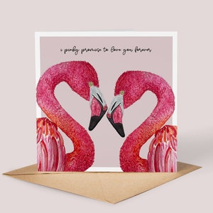 Tarjeta de aniversario de flamenco // Tarjeta de flamenco, Tarjeta personalizada, Celebración, Tarjeta de acuarela de flamenco