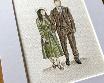 Hand Painted Wedding Illustration // Wedding Gift, Watercolour Couple Painting, Portrait, Paper Anniversary,