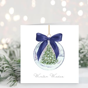Biglietto di Natale fatto a mano // pallina dell'acquerello, biglietto di auguri, albero invernale, nevoso, natura, botanico