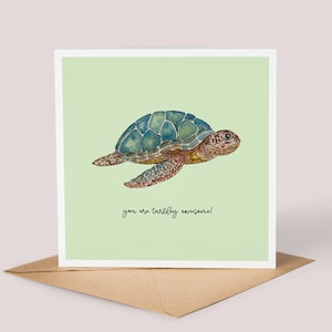 Tarjeta de tortuga de acuarela hecha a mano // Pintura de tortuga, Cumpleaños de tortuga, Para ella, Para él