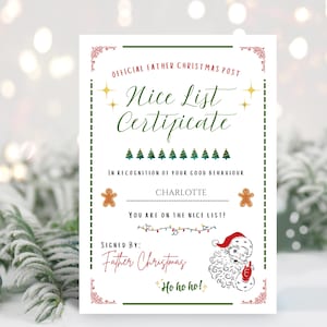 Certificado de Papá Noel, Certificado de lista de buenos amigos, Descarga digital editable, Descarga instantánea, Canva