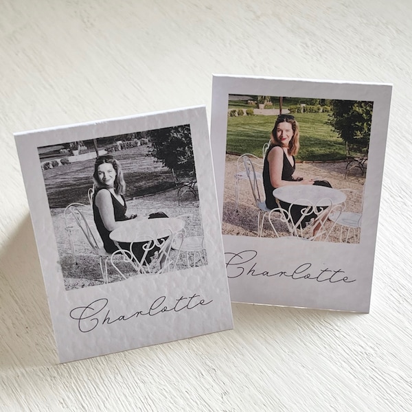 Wedding Place Name Cards With Photo // luxury, for events, simple, folded, tent, stylish, modern