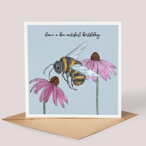 Tarjeta de abejorro hecha a mano // Naturaleza, pintada a mano, cumpleaños, aniversario, tarjeta sólo porque