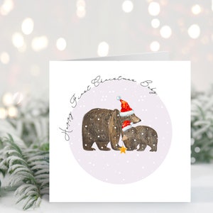 Cartão de Natal personalizado feito à mão // primeiro natal do bebê, cartão de bebê personalizado, cartão de férias em aquarela