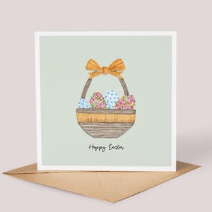 Handgemachte Osterkarte // Aquarell, Ostereier, Wildblumen Illustration, Frohe Ostern, Ostersonntag