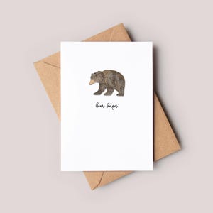 Handmade Watercolour Brown Bear Card // Bear Illustration, Note Card, Notelet, For Her, Watercolour Brown Bear