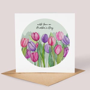 Carte de fête des mères faite main//dimanche des mères, roses aquarelles, carte pour maman, carte d'art peinte à la main