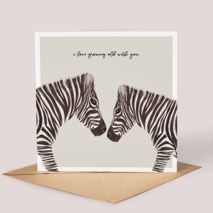 Handgemaakte Zebra-kaart//enquête, verjaardag, bruiloft, voor koppels, voor haar, voor hem, aquarel Zebra