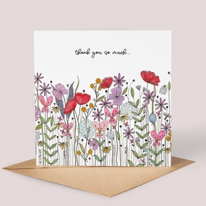 Handgemaakte aquarel wilde bloem dank u kaart//wilde bloem illustratie, voor haar