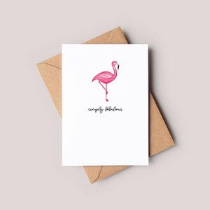 Ręcznie robiona akwarelowa kartka z flamingiem // Ilustracja flaminga, kartka z notatkami, notesik, dla niej, akwarela flaminga