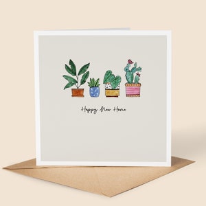 Nieuwe huiskaart handgemaakte aquarelplanten//home sweet home, verhuizing, housewarming