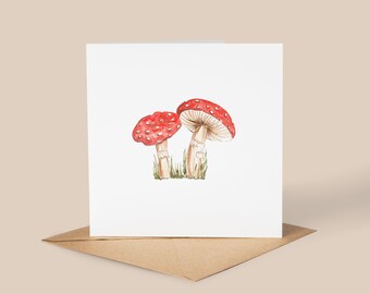 Toadstool Greetings Card // Toadstool Watercolour, Mushroom, Fungi  botanical illustration, blank card, birthday, note card