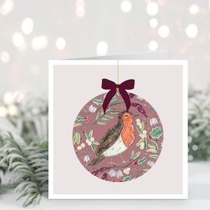Cartão de Natal Feito à Mão // Cartão de Natal Robin, Bugiganga em Aquarela, Robin em Aquarela, Cartão de Férias de Natal