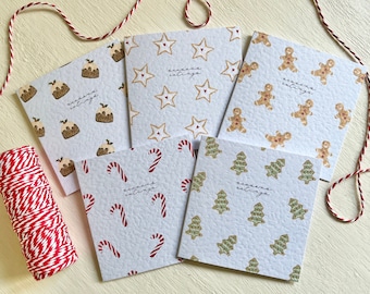Pacote de cartões de Natal feitos à mão com 5 // notas de feriado, ilustrações em aquarela, pai Natal, saudações de temporada