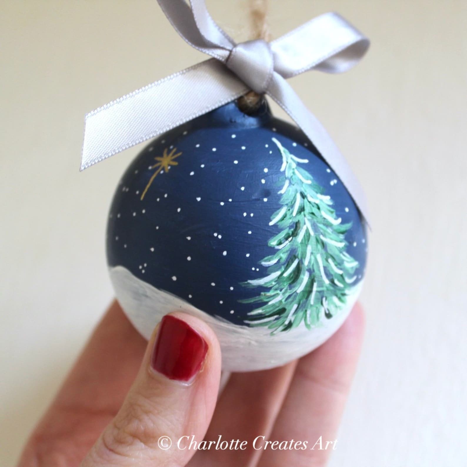 Hand Painted Bauble Ceramic Bauble Christmas Tree Ornament Etsy