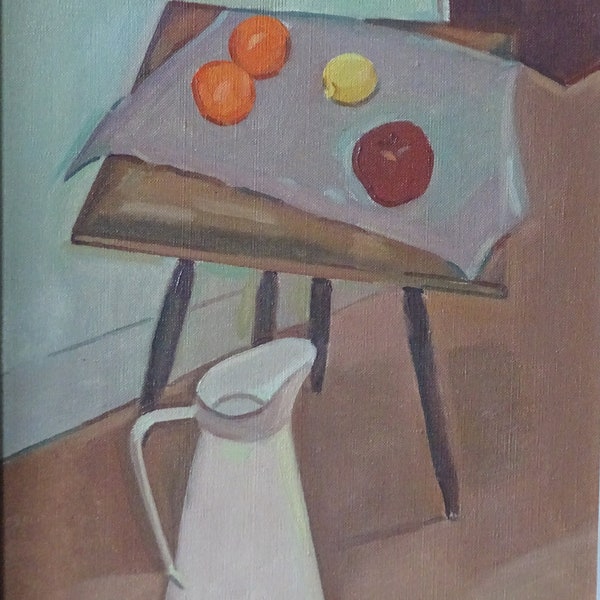 Peinture à l’huile nature morte des années 1950, art de la nature morte, art du milieu du siècle, peinture du milieu du siècle, artiste néerlandais