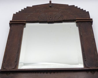 Beveled mirror in a wooden frame, vintage mirror, antique mirror, decorative mirror