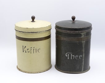 Dutch coffee canister and tea canister, Dutch kitchen decor, vintage kitchen storage