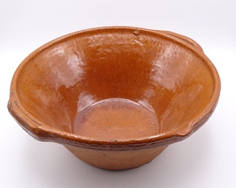 Semi-glazed terracotta mixing bowl or confit bowl, farmhouse kitchen decor, country home decor