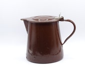 Vintage Enamel Coffee Pot, Brown Enamelware, Vintage Enamelware, Metal Coffee Pot