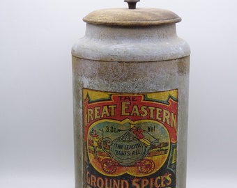 Vintage spice storage jar, kitchen spice jar, Great Eastern Ground Spices