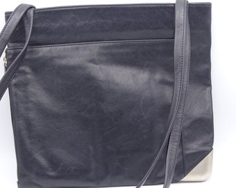 Vintage Renato Angi Venezia Leather Shoulder Bag, Black