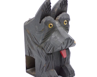 Wooden dog shaped container, dog sculpture, scottie dog sculpture, dog shaped pen holder