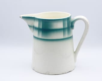 Art deco ceramic pitcher, ceramic jug, farmhouse decor, farm kitchen decor, vintage pottery, vintage ceramics