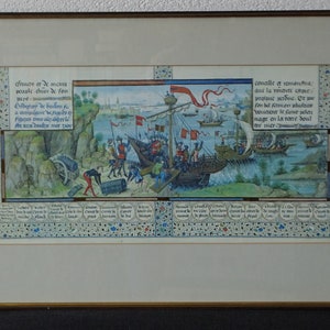 Chronicles of the Crusades (Jean Dreux) framed page, history of the crusader, historic art