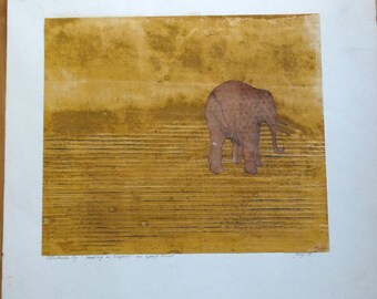 Illustration for Orwell's 'Shooting an Elephant', literary illustration, vintage art