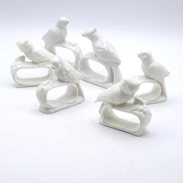 Ceramic bird napkin rings, vintage napkin rings, family dinner, dinner party host, table setting