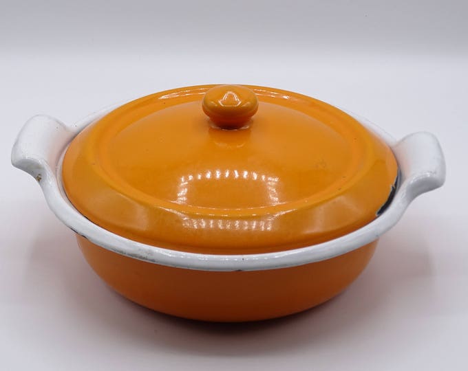 Enamel Casserole Dish Orange Casserole Dish Retro Pan Retro Etsy