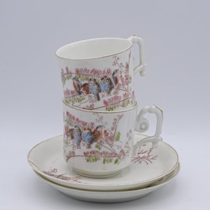 Dînette Ancienne En Porcelaine Blanche - 21 Pièces Décor Peint Main - Occasion Collection