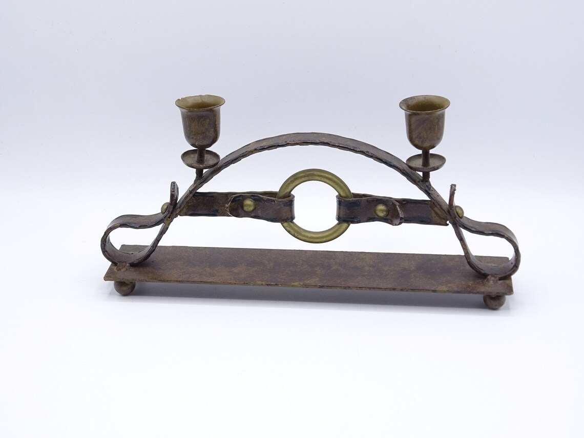 Vintage Rustic Candle Holder Two Candle Candelabra Farmstyle Etsy