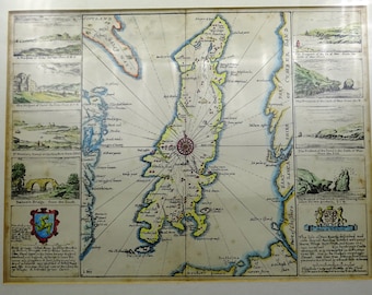 Antique Map of the Isle of Man, Topographical Map of the Isle of Man, British Isles, Collectible Map