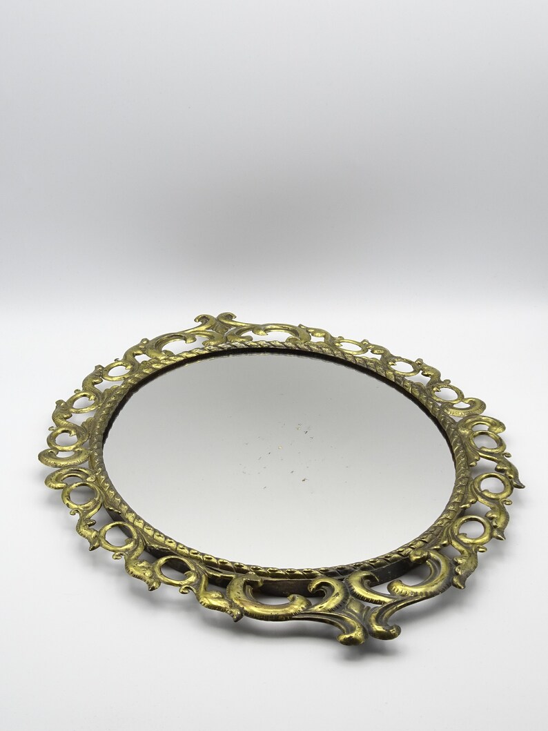 Vintage Brass Mirror Classic Style Oval Wall Decorative