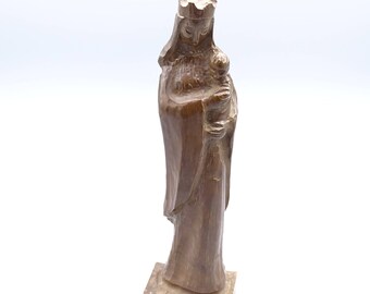 Hölzerne Mariafigur, Madonna mit Kind, Maria und Jesus, religiöse Statue, religiöse Figur, religiöses Dekor