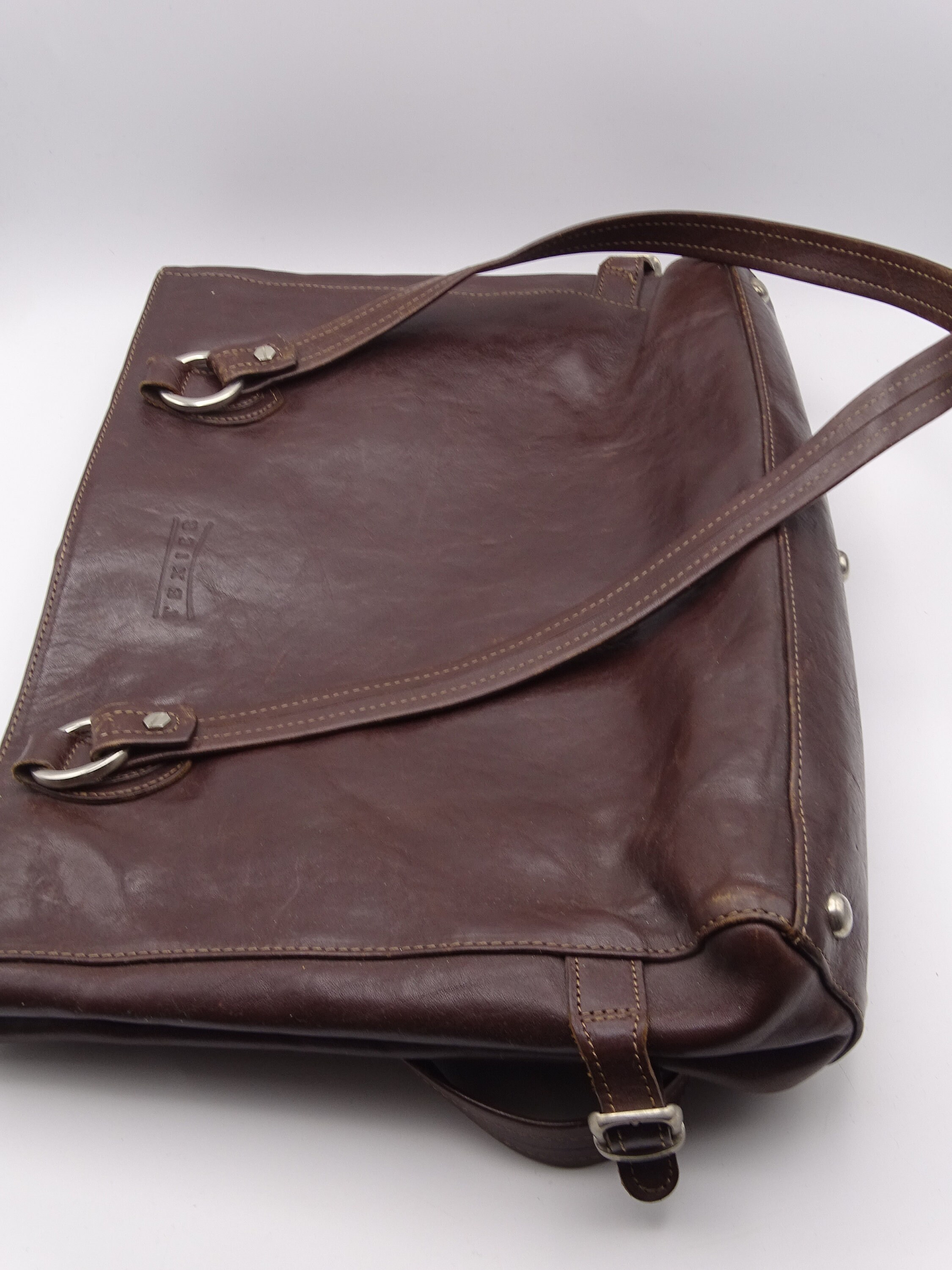 Sac Bandoulière Texier En Cuir Marron Vintage - Très Bon État - Taille Moyenne
