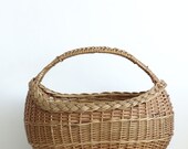 Vintage Wicker Basket, Wicker Market Basket, Farmer's Market Basket, Rustic Basket