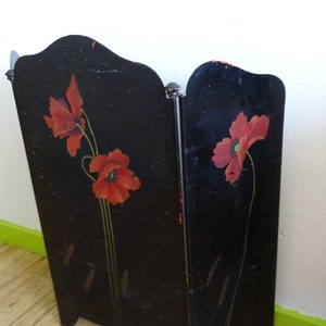 Fabulous metal fireplace decorated with hand painted poppies, stately home decor, Edwardian home decor image 2