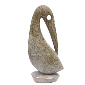 Handmade pelican sculpture, contemporary African art, O. Marime sculpture, modern sculpture, bird figurine, Shona art figurine