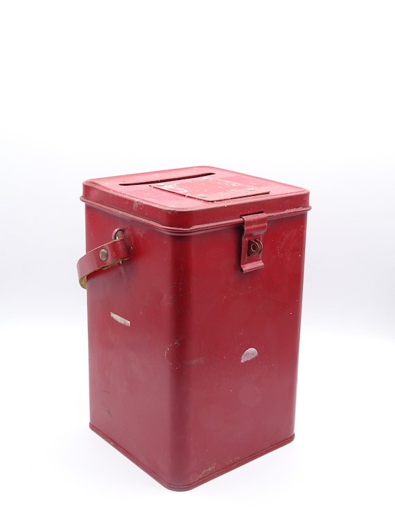 Vintage Charity Collection Box Charity Money Box Red Metal Etsy