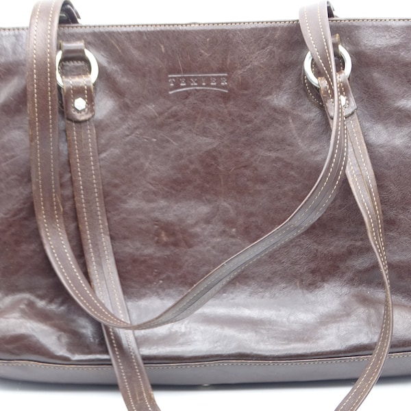 Vintage Texier shoulder bag, Texier brown leather shoulder bag