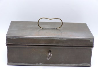 Industriële stijl opbergdoos, rustieke metalen opbergdoos, vintage spaarpot, documentdoos