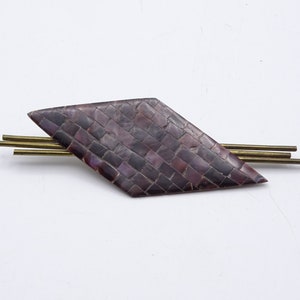 Vintage statement brooch, brass and inlay brooch, vintage jewelry, vintage jewellery